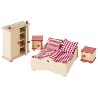 GOKI Dolls House Master Bedroom Furniture - Red