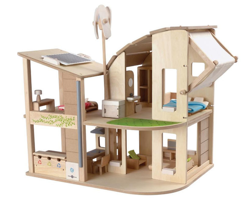 plan toys the green dollhouse with furniture
