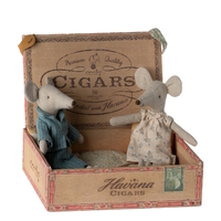 Maileg Mum and Dad Mice in Cigarbox