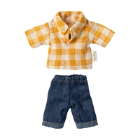 Maileg Yellow Checked Shirt and Pants for Dad Mouse