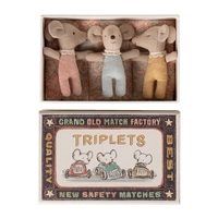 Maileg Triplets Baby Mice in Matchbox - Checker