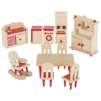 GOKI Dolls House Kitchen & Dining Furniture - Red