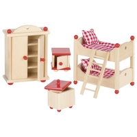 GOKI Dolls House Children's Bedroom Furniture - Red