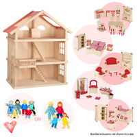 GOKI Wooden Dolls House - Complete Bundle (Red)