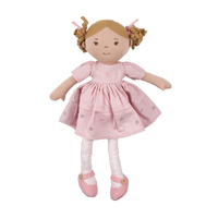 Bonikka Amelia Doll with Brown Hair & Pink Linen Dress