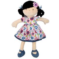  Bonikka Lilac Doll with Black Hair & Blue Floral Dress