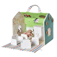 Bonikka Fabric Doll House with Wooden Furniture and Doll