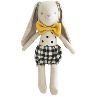 Alimrose Linen Baby Boy Bunny - Black Check - 26cm
