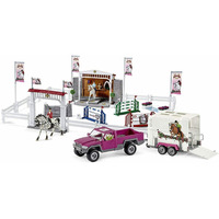 Schleich Big Horse Show with Pick-up and Horse Box Trailer