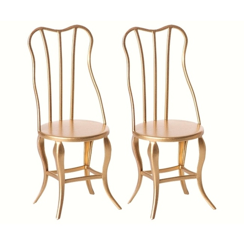 Maileg Vintage Chairs - Micro - Gold (2pcs)