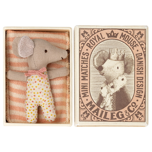 Maileg Mouse Baby Sleepy-Wakey Girl - Rose Spots