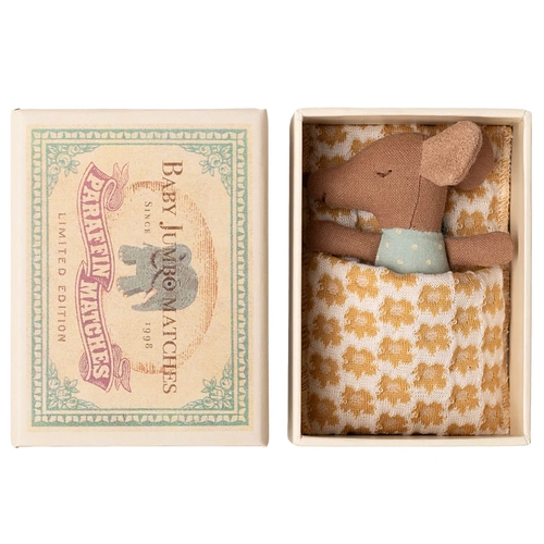 Maileg Sleepy Wakey Baby Mouse in Matchbox - Blue 2025