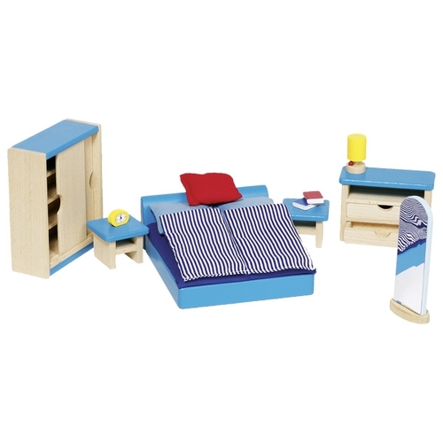 GOKI Dolls House Master Bedroom Furniture - Blue