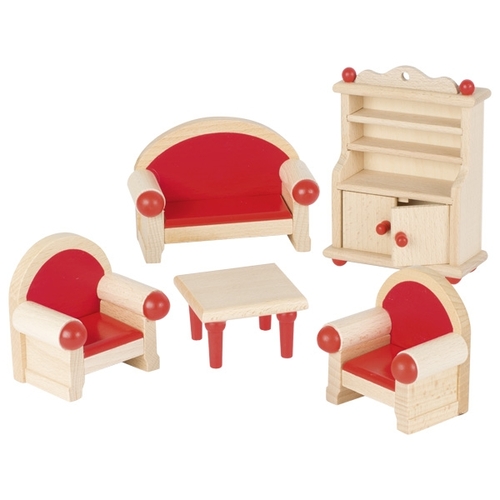 GOKI Dolls House Living Room Furniture - Red