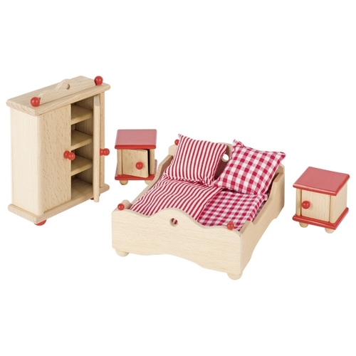GOKI Dolls House Master Bedroom Furniture - Red