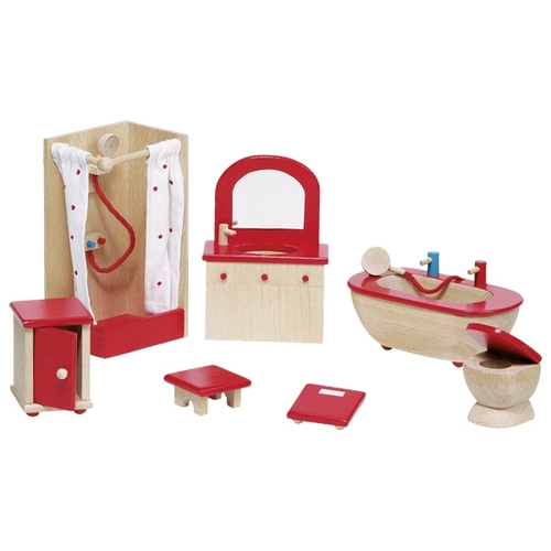GOKI Dolls House Bathroom Furniture - Red