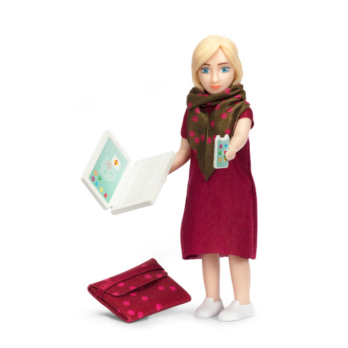 Lundby Woman Doll with Laptop and Bag