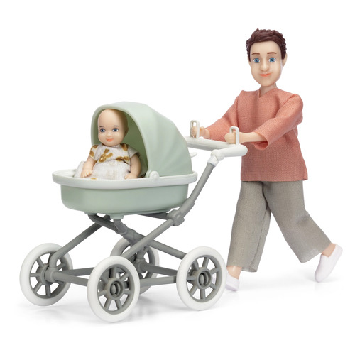 Lundby Father with Baby and Pram Doll Set