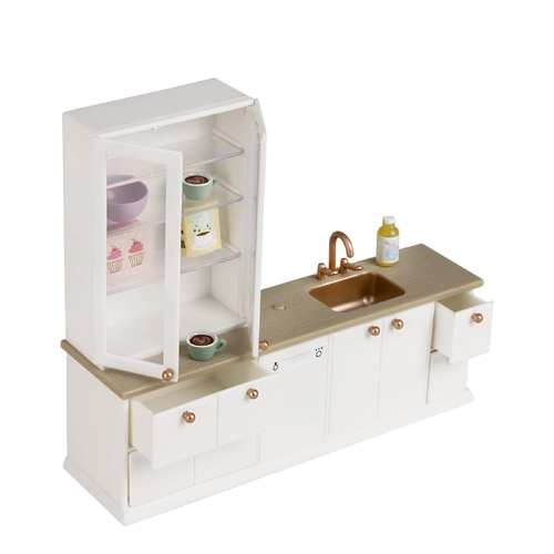 Lundby Kitchen Basin with Display Cabinet Doll House Furniture Set