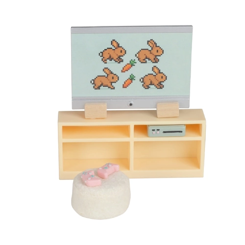 Lundby Doll House Furniture - TV, Bookcase & Gaming Set