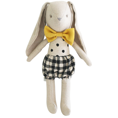 Alimrose Linen Baby Boy Bunny - Black Check - 26cm