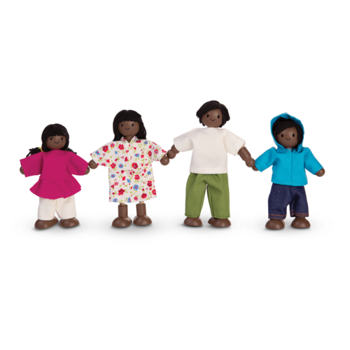 PlanToys African American Wooden Doll Family
