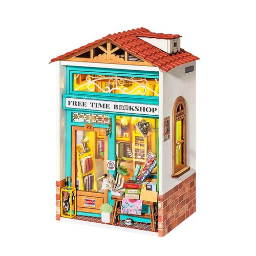 Robotime Rolife Free Time Bookshop Miniature Dollhouse Kit